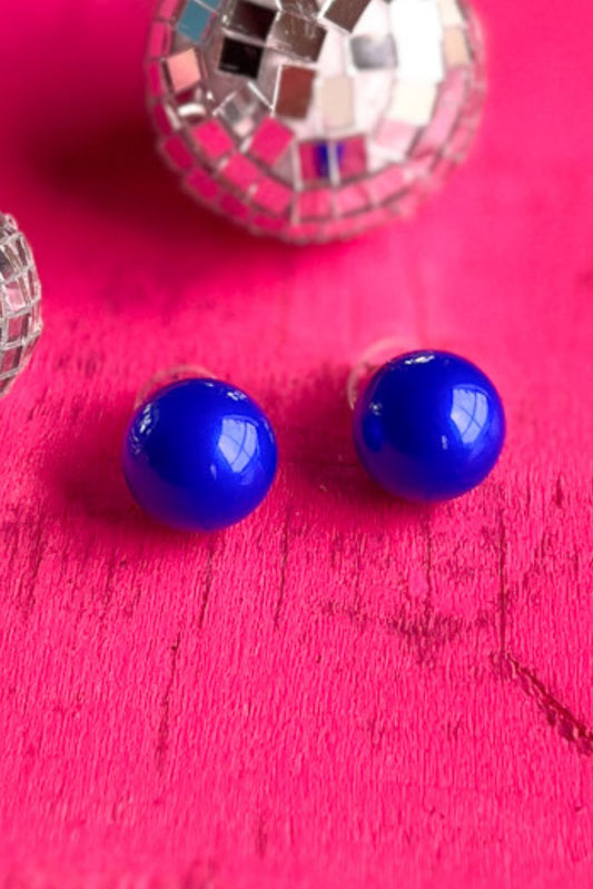 Blue 15mm Ball Post Earrings, accessory, earrings, must have earrings, shop style your senses by Mallory Fitzsimmons, says by Mallory Fitzsimmons