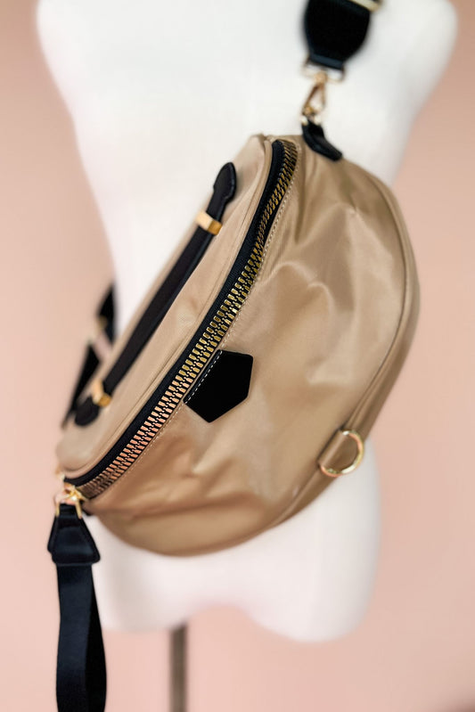 Beige Nylon Fanny Pack