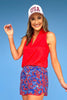SSYS Red Sleeveless Frill V Neck Active Top