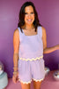 Lavender Square Neck Sleeveless Ric Rac Hem Top, trendy shorts, ric rac top, spring style, spring fashion, elevated top, must have top, mom style, elevated style, spring 2024 style, shop style your senses by mallory fitzsimmons, ssys by mallory fitzsimmons