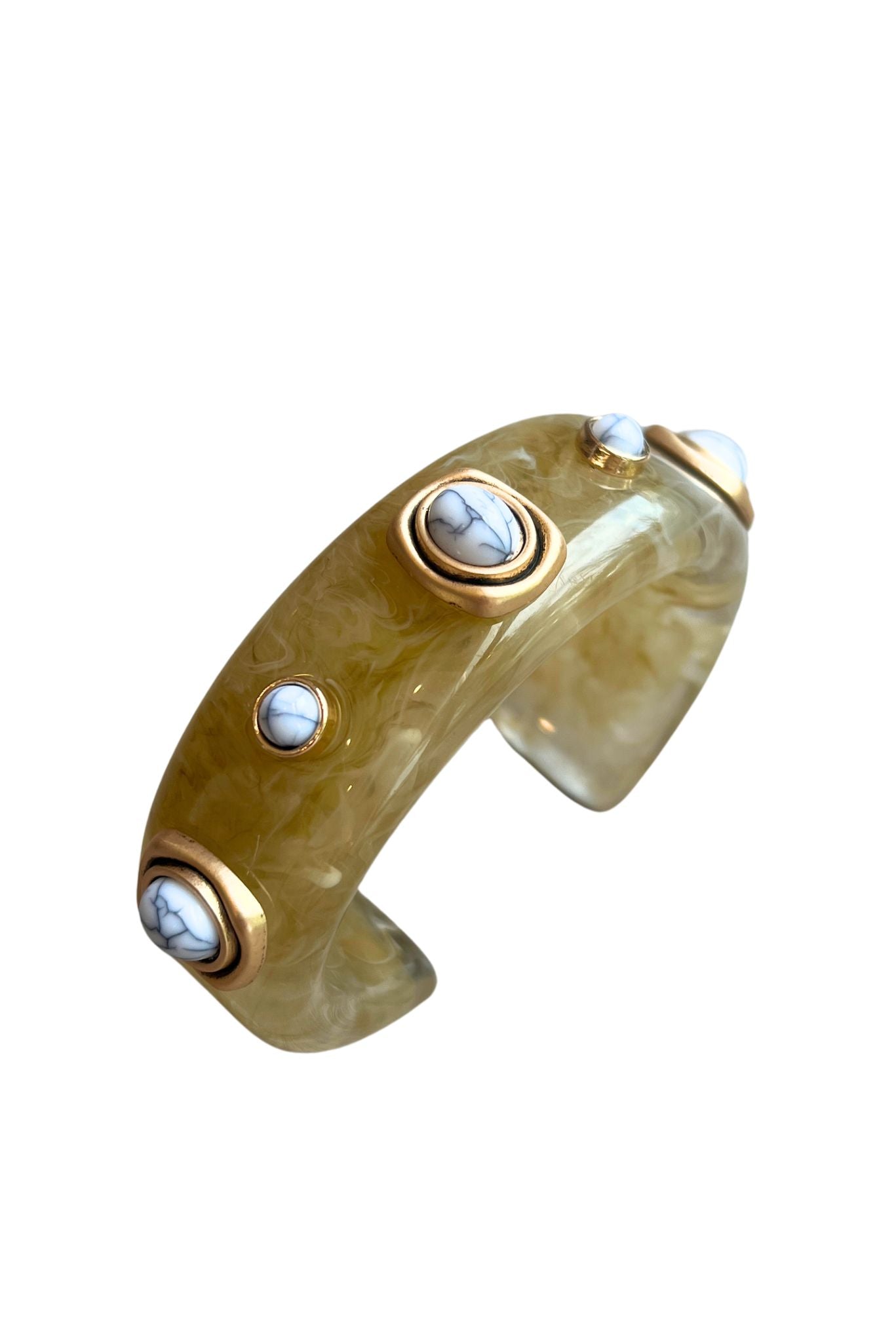 Ivory Stone Accent Resin Cuff Bracelet