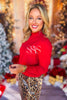 SSYS Darby Ruffle Neck Sweater In Red