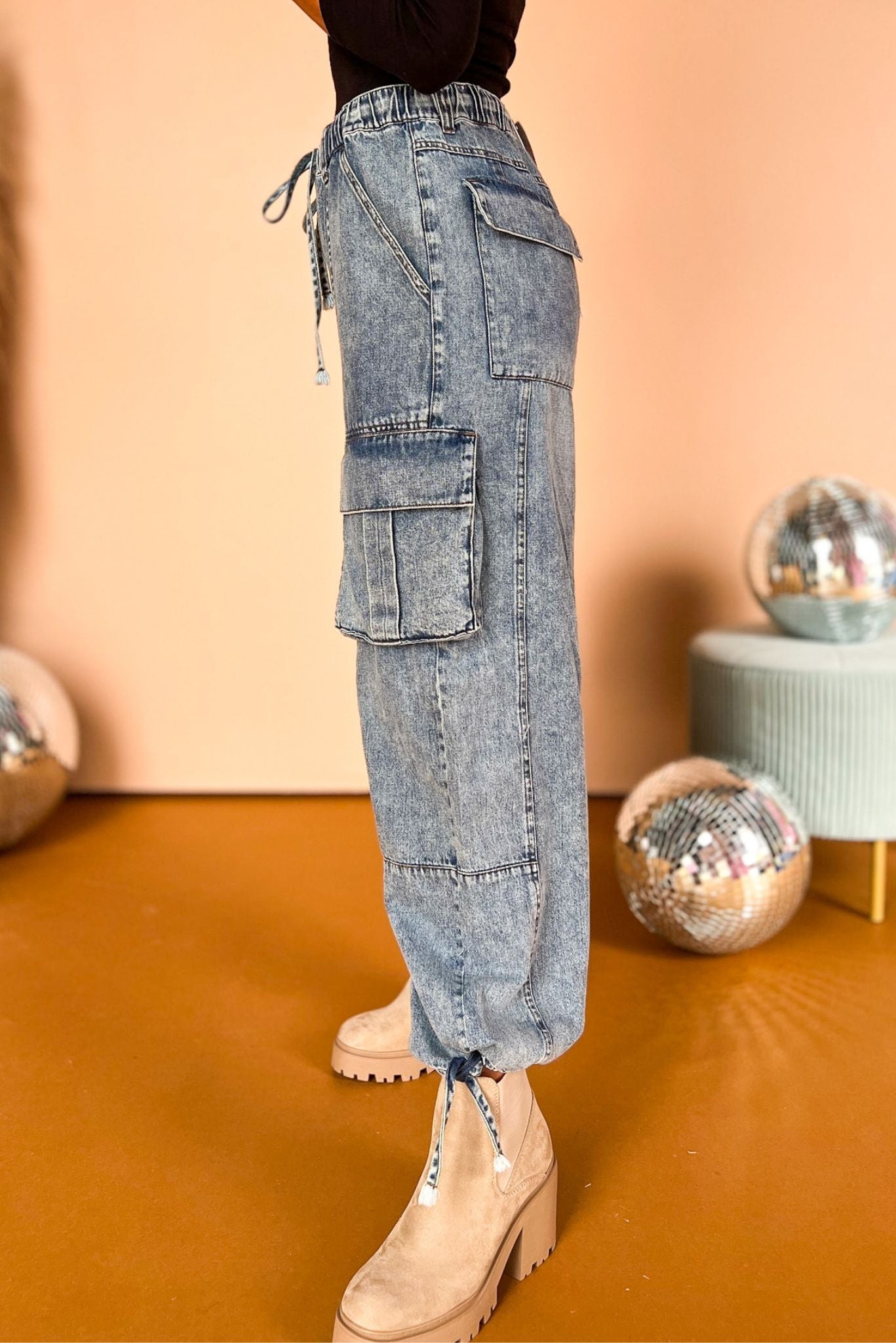 Blue Medium Wash Mid Rise Cargo Wide Leg Pants, must have pants, must have style, street style, fall style, fall fashion, fall pants, elevated style, elevated pants, mom style, shop style your senses by mallory fitzsimmons