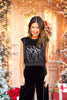 SSYS Berry Sequin Top In Black