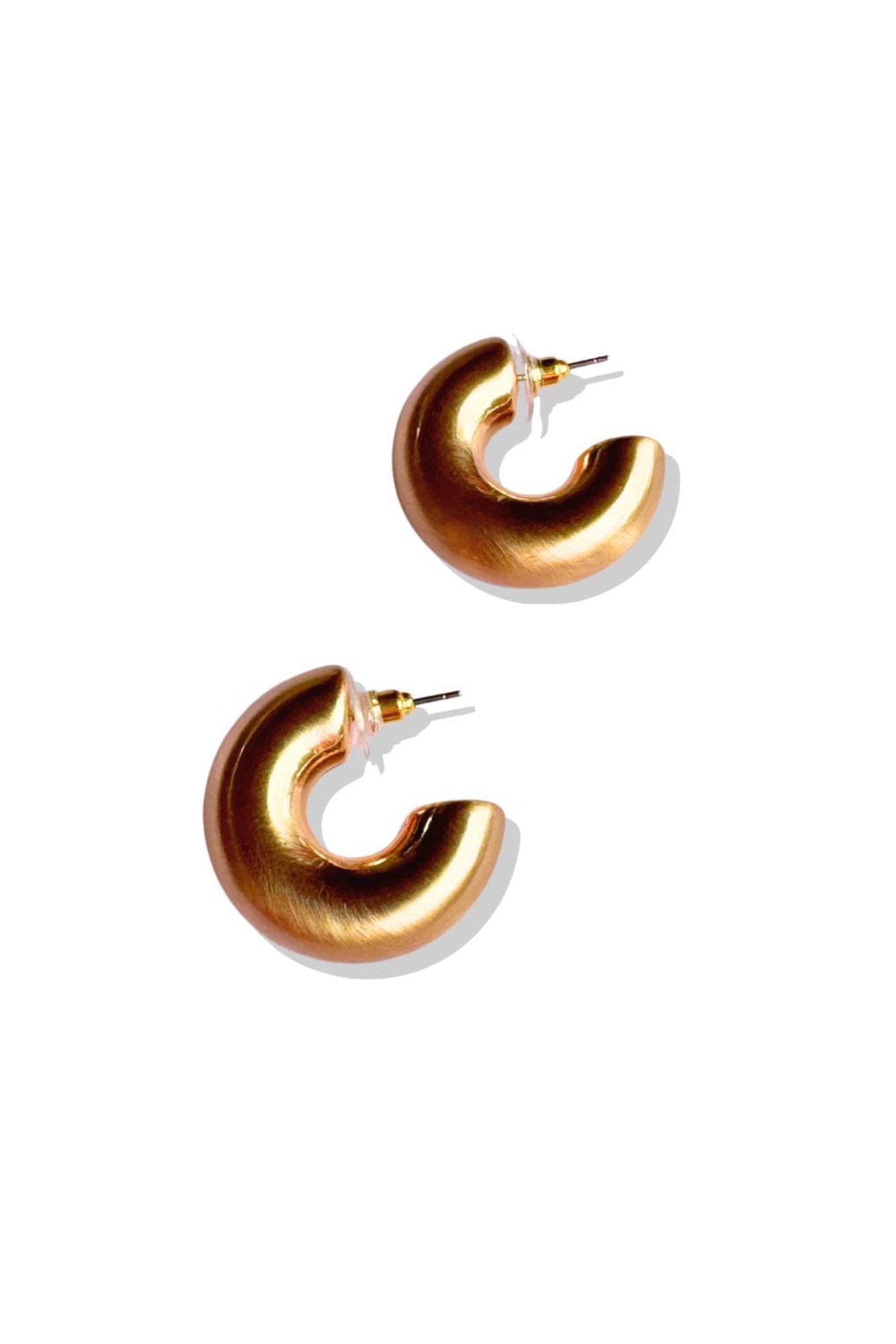 Gold Metal Puffy Hoop Earrings