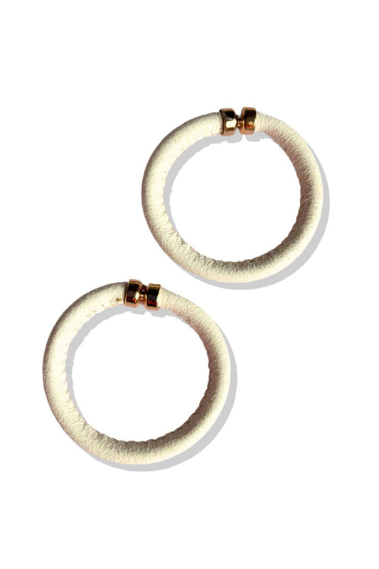 White Metallic Hoop Earrings