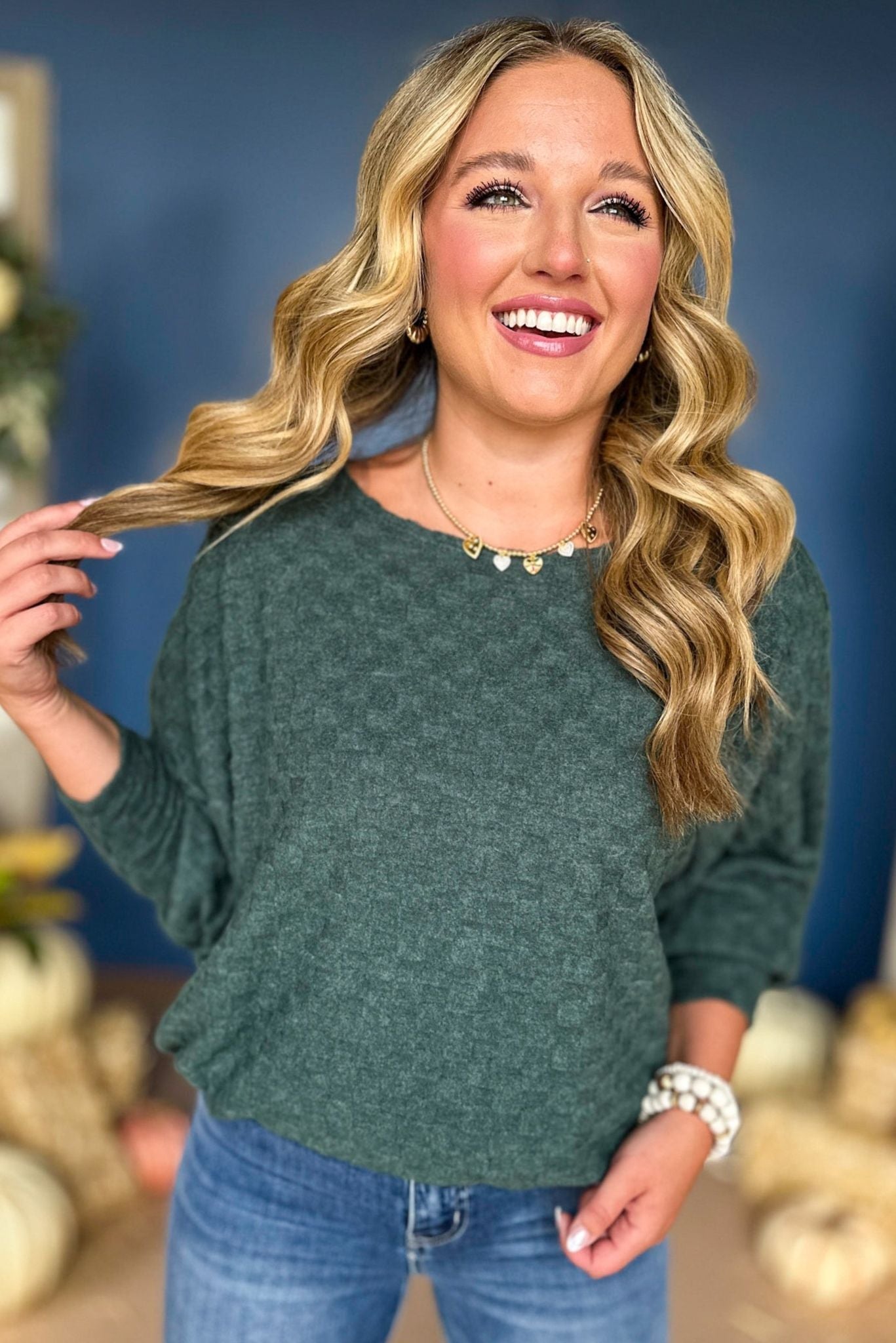 Hunter Green Textured Dolman Sleeve Top, must have top, must have style, must have fall, fall collection, fall fashion, elevated style, elevated top, mom style, fall style, shop style your senses by mallory fitzsimmons