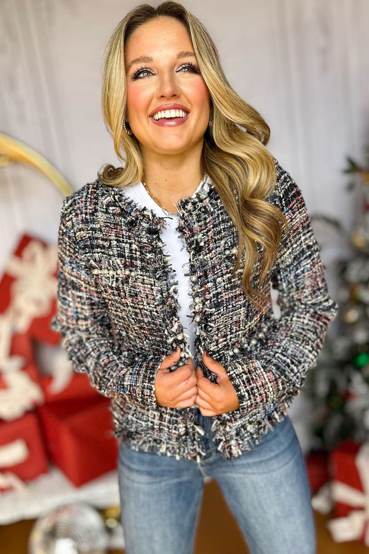 Black Pearl Detail Tweed Jacket, must have jacket, must have style, fall style, fall fashion, elevated style, elevated jacket, mom style, fall collection, fall dress, shop style your senses by mallory fitzsimmons