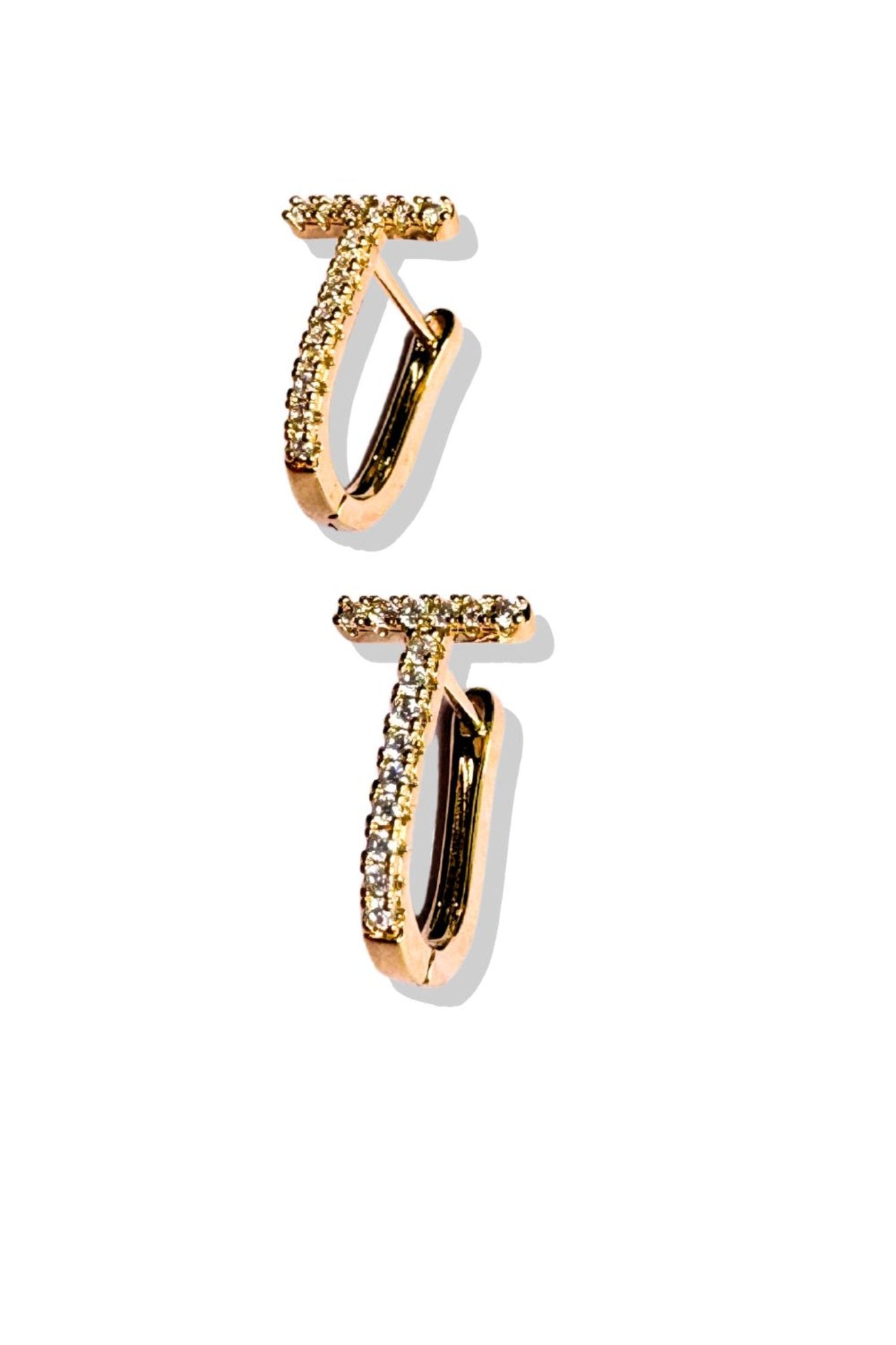 Gold U Shape Rhinestone Edge Earrings