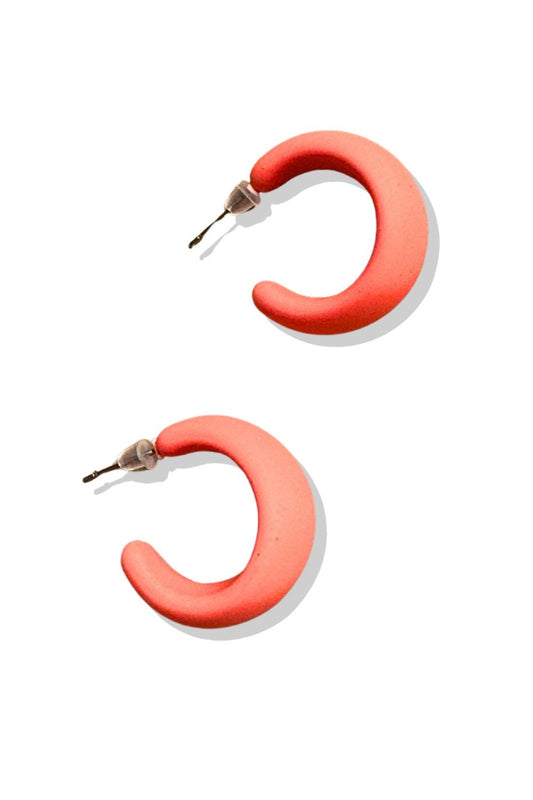 Coral Matte Wide Cuff Earrings