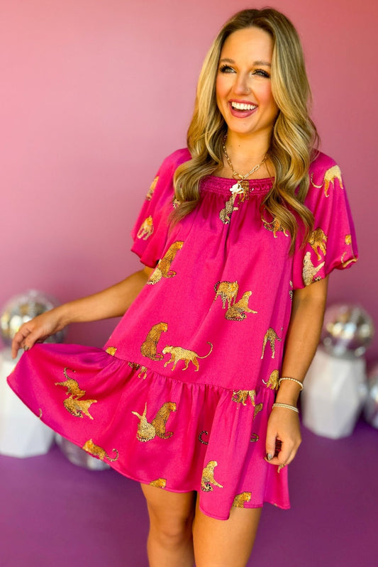 Pink Animal Printed Square Neck Short Sleeve Dress, must have dress, must have style, fall style, fall fashion, elevated style, elevated dress, mom style, fall collection, fall dress, shop style your senses by mallory fitzsimmons