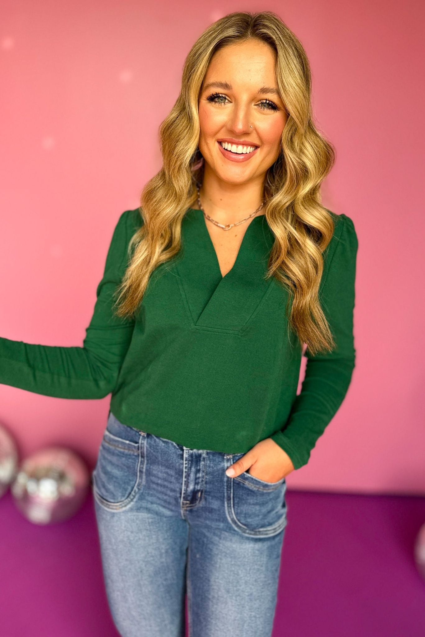 SSYS The Long Sleeve Ellie Top In Hunter Green, must have top, must have style, must have fall, fall collection, fall fashion, elevated style, elevated top, mom style, fall style, shop style your senses by mallory fitzsimmons