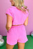 Pink Collared Short Sleeve Elastic Waist Open Back Romper *FINAL SALE*, swim cover, saturday steal, must have swim cover, summer style, mom style, elevated style, summer swim cover, ssys by mallory fitzsimmons