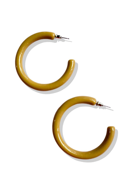 Tan Oval Open Hoop Earrings