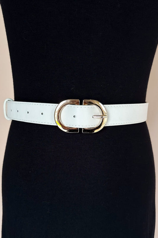 Ivory Metal Oval Buckle Belt, accessory, belt, elevated belt, oval belt, shop style your senses by mallory fitzsimmons