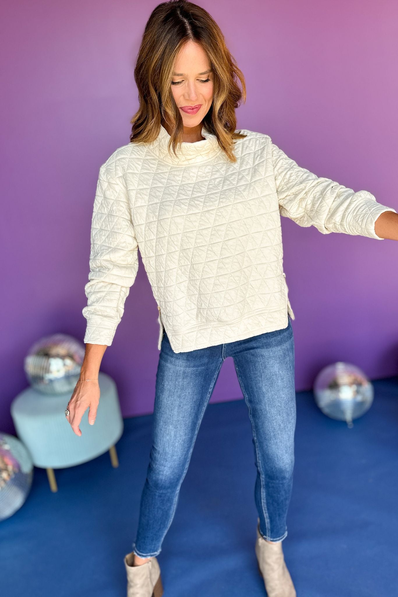 SSYS The Ava Top In Ivory, ssys the label, ssys pullover, must have pullover, must have style, must have fall, fall fashion, fall style, elevated style, elevated pullover, mom style, quilted style, shop style your senses by mallory fitzsimmons