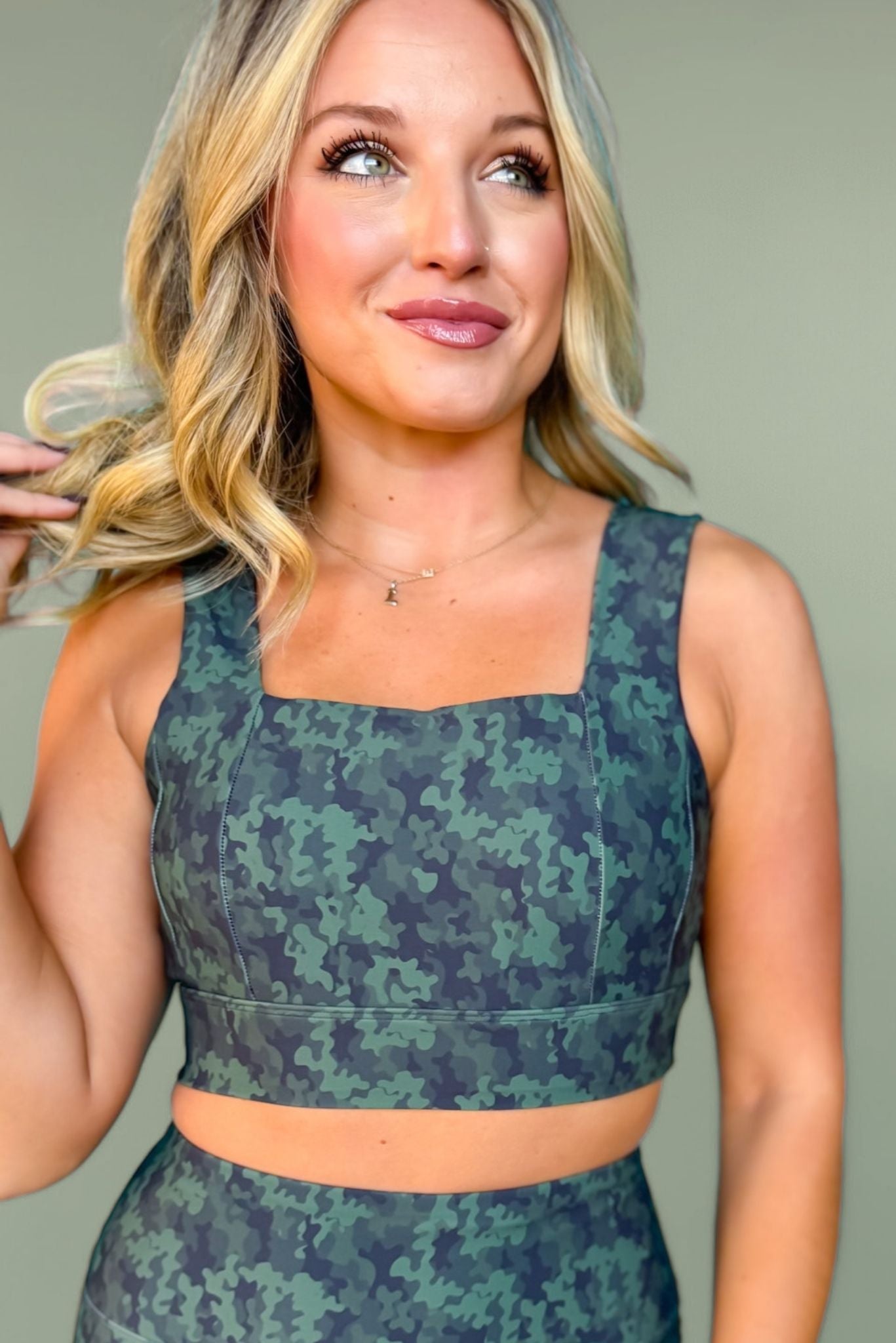 SSYS Sage Camo Thick Strap Sports Bra