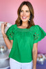 Green Poplin Square Neck Cut Out Sleeve Top, must have top, green top, st patricks day style, st patricks, elevated set, mom style, spring fashion, affordable fashion, shop style your senses by mallory fitzsimmons, ssys by mallory fitzsimmons