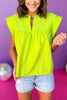 Lime Split Neck Banded Sleeve Poplin Top, neon top, must have top, must have style, summer style, spring fashion, elevated style, elevated top, mom style, shop style your senses by mallory fitzsimmons, ssys by mallory fitzsimmons  Edit alt text