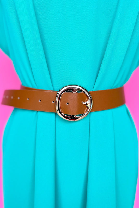Brown Circle Buckle Belt, accessory, belt, everyday belt, must have belt, shop style your senses by mallory fitzsimmons, ssys by mallory fitzsimmons