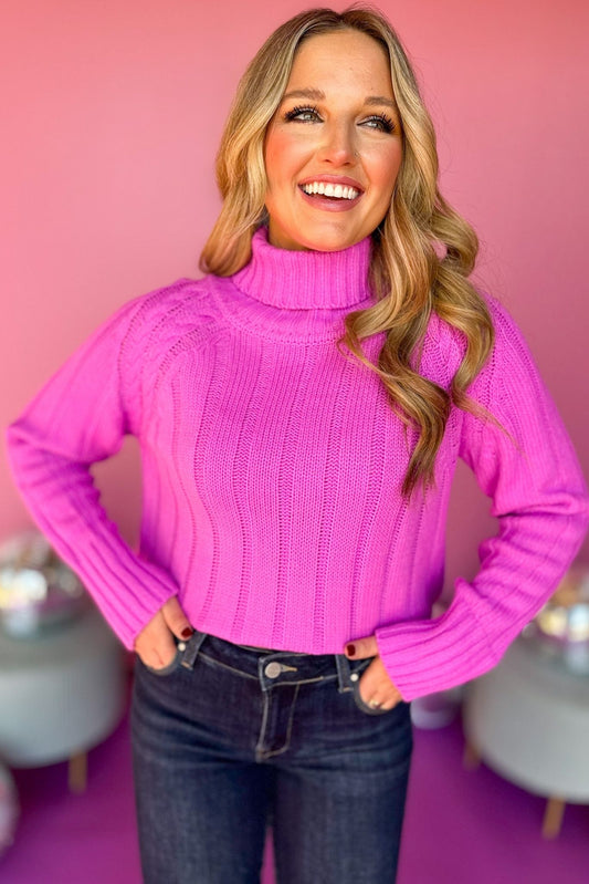  Magenta Cropped Cable Knit Turtle Neck Sweater, must have sweater, must have style, must have fall, fall collection, fall fashion, elevated style, elevated sweater, mom style, fall style, shop style your senses by mallory fitzsimmons