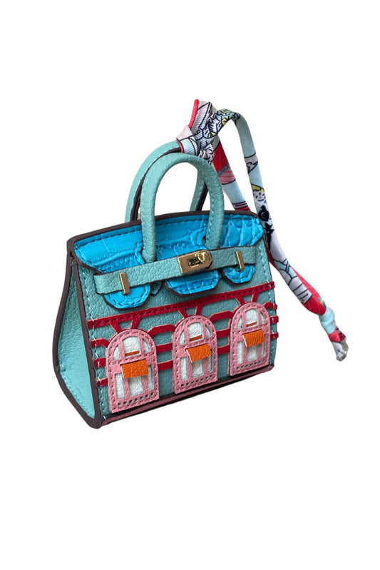 Teal House Bag Keychain