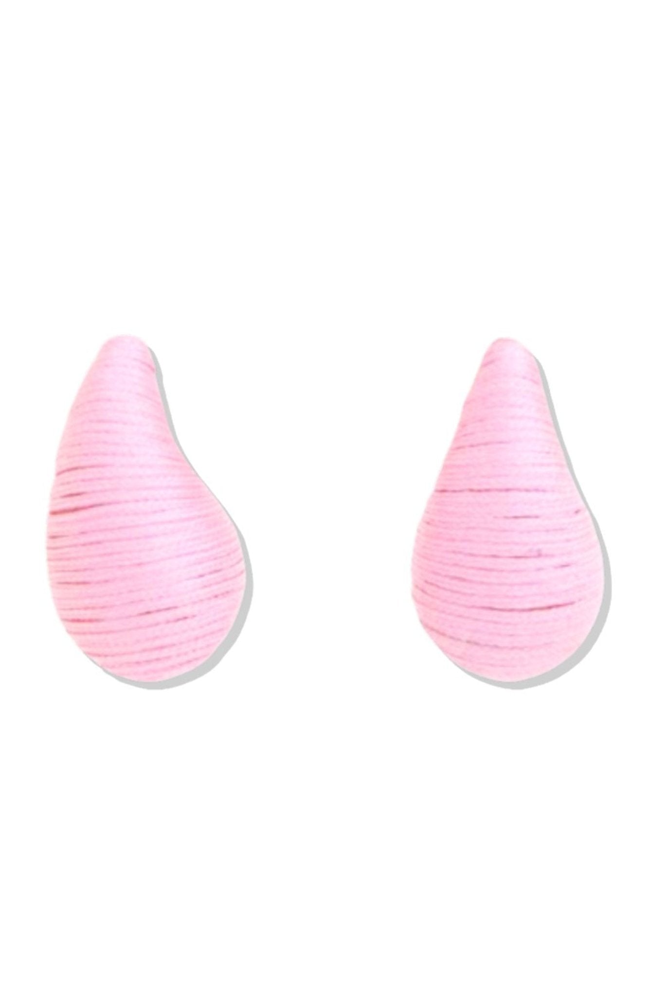 Pink Thread Wrapped Teardrop Earrings