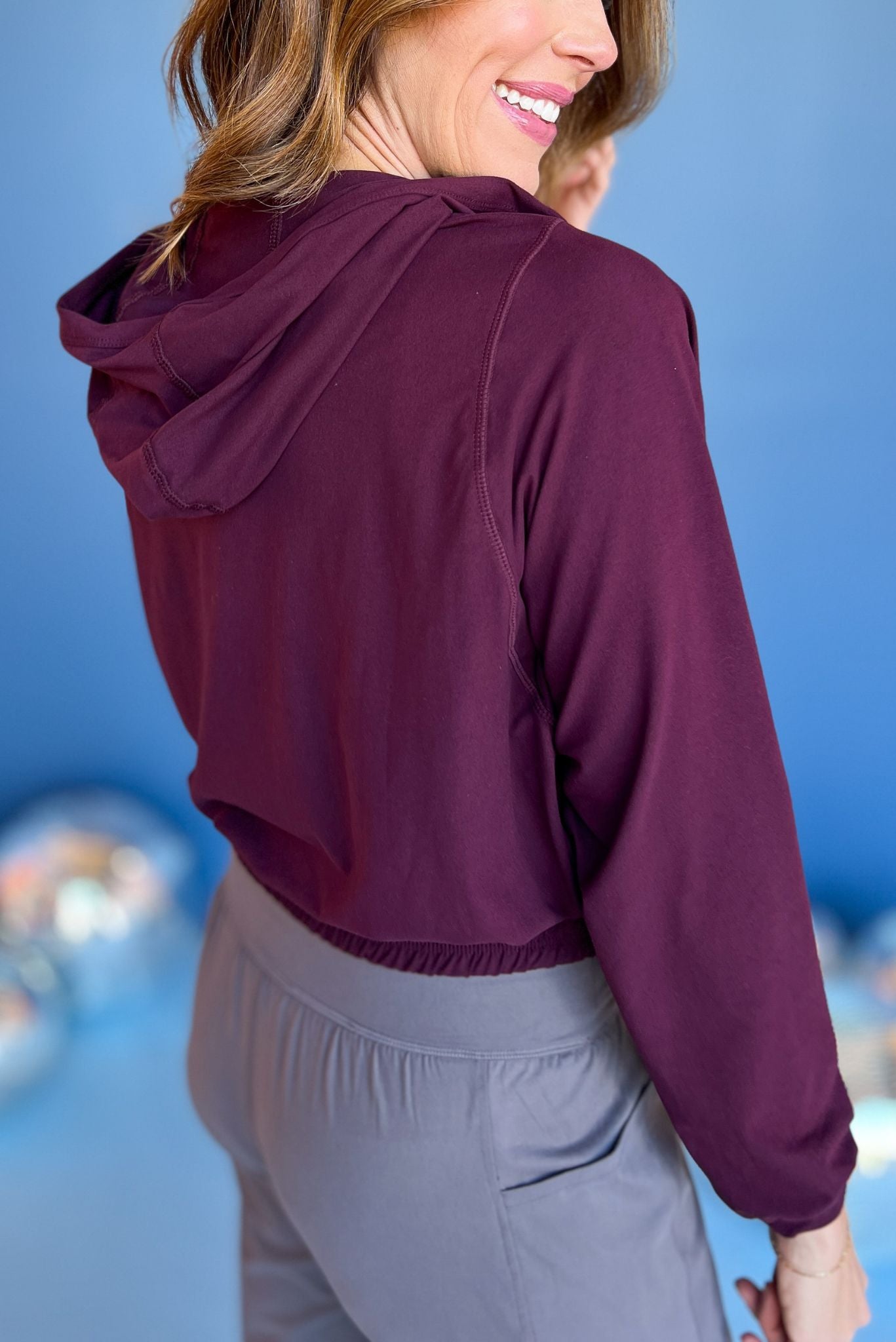 Maroon Quarter Zip Long Sleeve Hoodie, must have pullover, must have style, comfy style, comfortable fashion, affordable fashion, elevated pullover, elevated style, mom style, must have basic, elevated basic, shop style your senses by mallory fitzsimmons