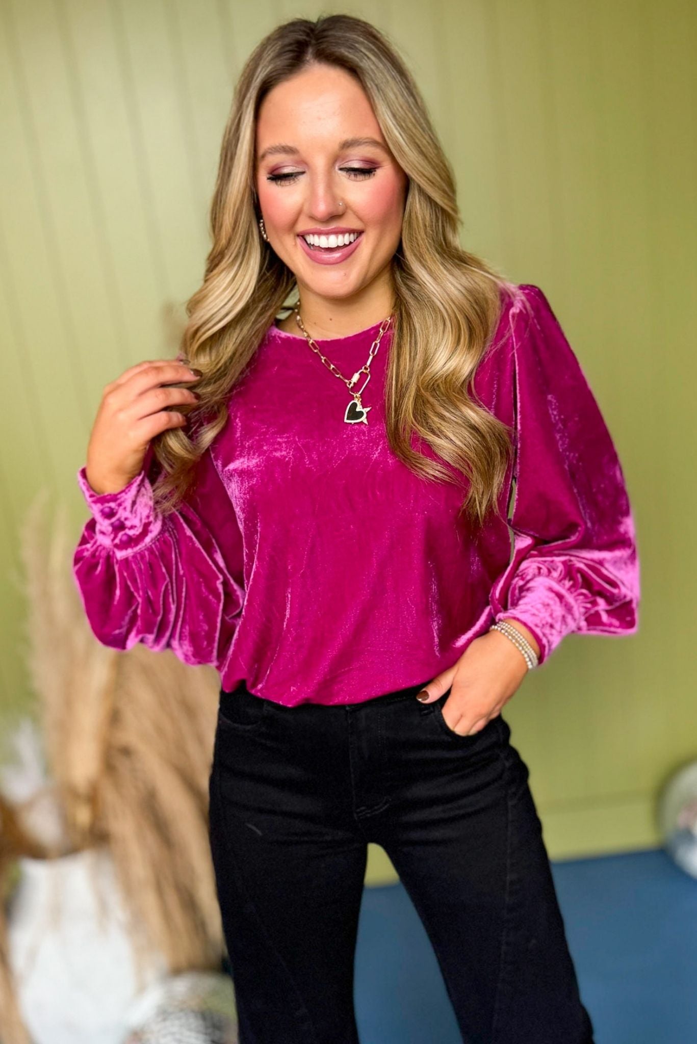 Purple Velvet Long Sleeve Top, must have top, must have style, fall style, fall fashion, elevated style, elevated dress, mom style, fall collection, fall top, shop style your senses by mallory fitzsimmons