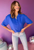 Royal Blue V Neck Collared Short Sleeve Top, must have top, must have style, office style, spring fashion, elevated style, elevated top, mom style, work top, shop style your senses by mallory fitzsimmons