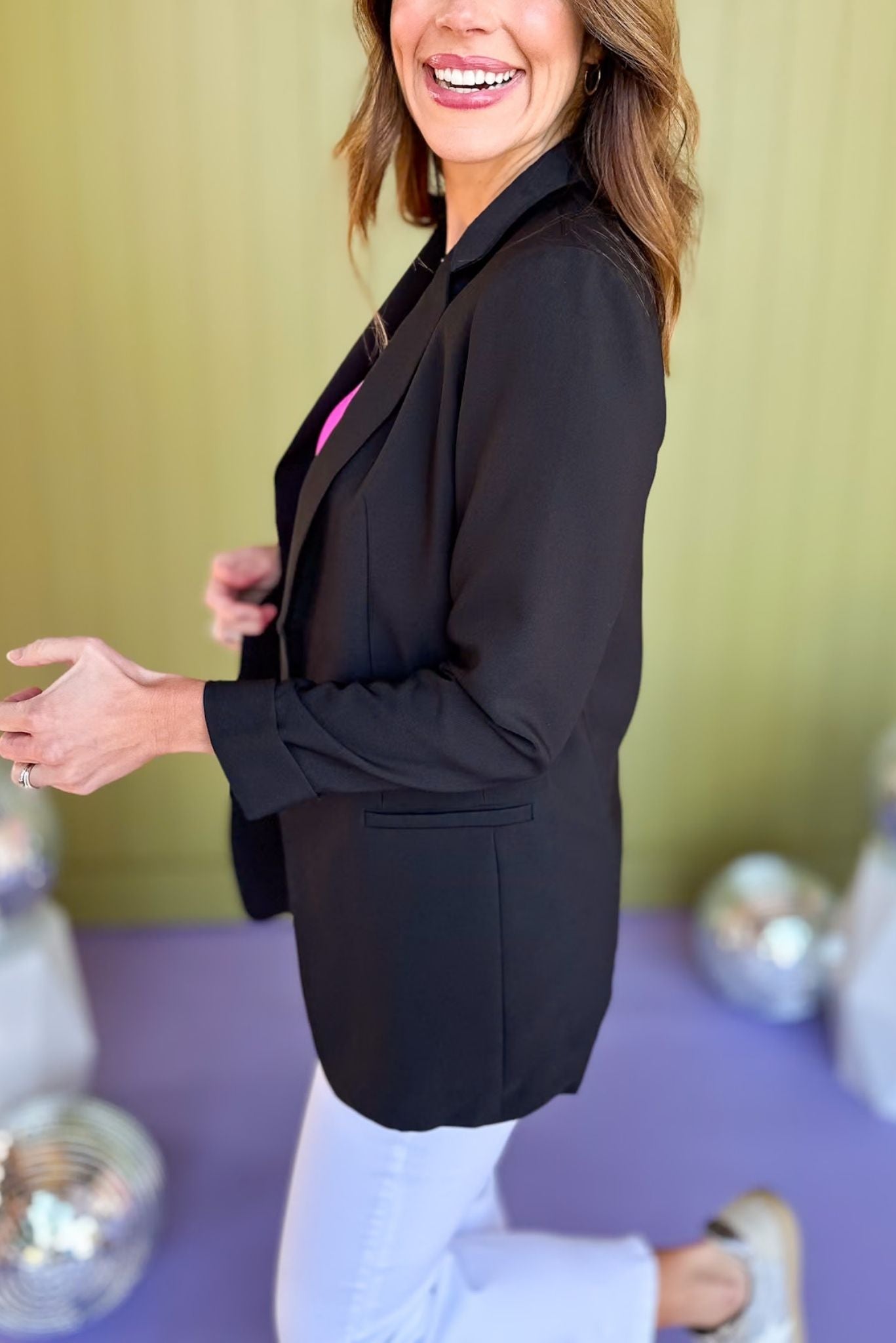 Black Collared Long Sleeve Blazer Jacket *FINAL SALE* *Final Sale*, must have blazer, must have style, elevated blazer, elevated style, saturday steal, mom style, office style, work to weekend, shop style your senses by mallory fitzsimmons, ssys by mallory fitzsimmons