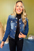 Blue Button Front Round Neck Denim Jacket, must have jacket, must have style, fall style, fall fashion, elevated style, elevated jacket, mom style, fall collection, fall dress, shop style your senses by mallory fitzsimmons