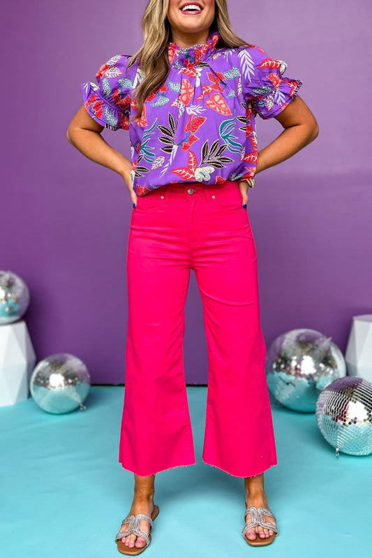  Fuchsia High Rise Flare Cropped Denim Pants *Final Sale*, must have pants, must have style, street style, spring style, spring fashion, spring pants, elevated style, elevated pants, mom style, shop style your senses by mallory fitzsimmons, says by Mallory Fitzsimmons