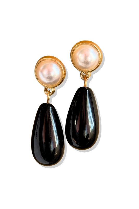 Black Pearl Dangle Earrings