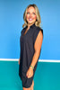 SSYS Scottie Black Poplin Cap Sleeve Button Down Dress