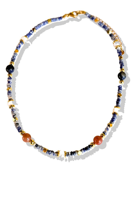 Blue Multi Bead Gemstone Necklace