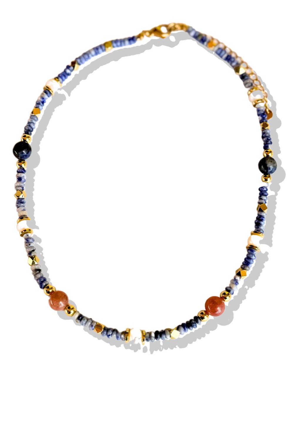 Blue Multi Bead Gemstone Necklace