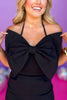 Black Halter Front Bow Romper, date night romper, elevated romper, cocktail romper, cocktail attire, elevated attire, mom style, fancy style, ssys by mallory fitzsimmons, shop style your senses by mallory fitzsimmons