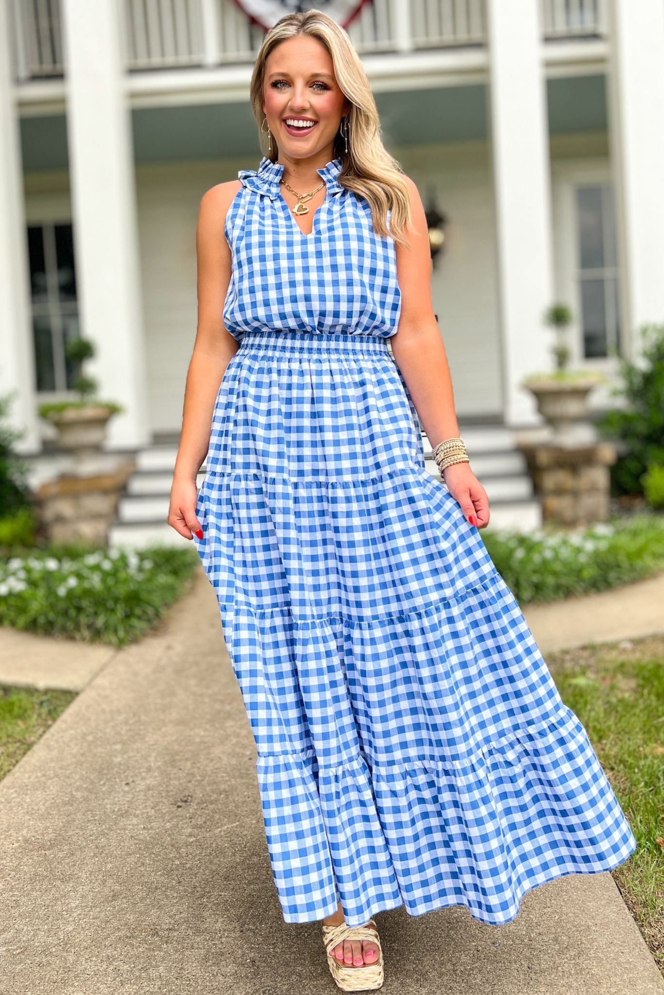 SSYS The Margot Sleeveless Top In Blue Gingham, ssys top, ssys the label, elevated top, must have top, Fourth of July collection, must have style, mom style, summer style, shop style your senses by MALLORY FITZSIMMONS, ssys by MALLORY FITZSIMMONS