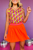 SSYS Neon Orange Striped Waistband Pleated Active Skort, skort, active skort, striped waistband skort, pleated skort, orange skort, orange active skort, orange striped waistband skort, orange pleated skirt, must have skort, must have active skort, elevated skort, elevated active skort, elevated style, elevated athleisure, Shop Style Your Senses by Mallory Fitzsimmons, SSYS by Mallory Fitzsimmons