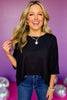 Black Round Neck Dolman Sleeve Texture Top, top, round neck top, dolman sleeve top, texture top, black top, black round neck top, black dolman sleeve top, black texture top, must have top, elevated top, elevated style, summer top, summer style, Shop Style Your Senses by Mallory Fitzsimmons, SSYS by Mallory Fitzsimmons