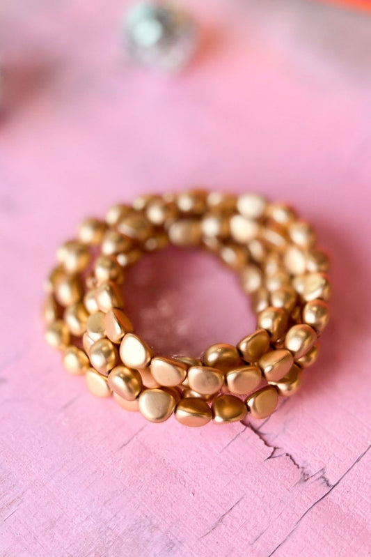 Gold Matte Bead Stretch Bracelets, gold stack, stack bracelets, matte bead, everyday wear, shop style your senses by mallory fitzsimmons