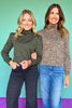 SSYS Chandler Mock Neck Long Sleeve Top In Hunter Animal