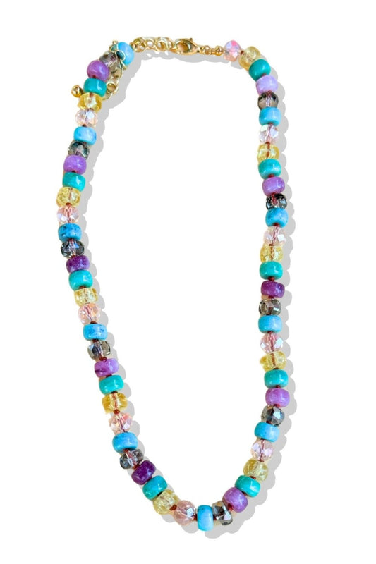 Purple Multi Gemstone Beaded Necklace