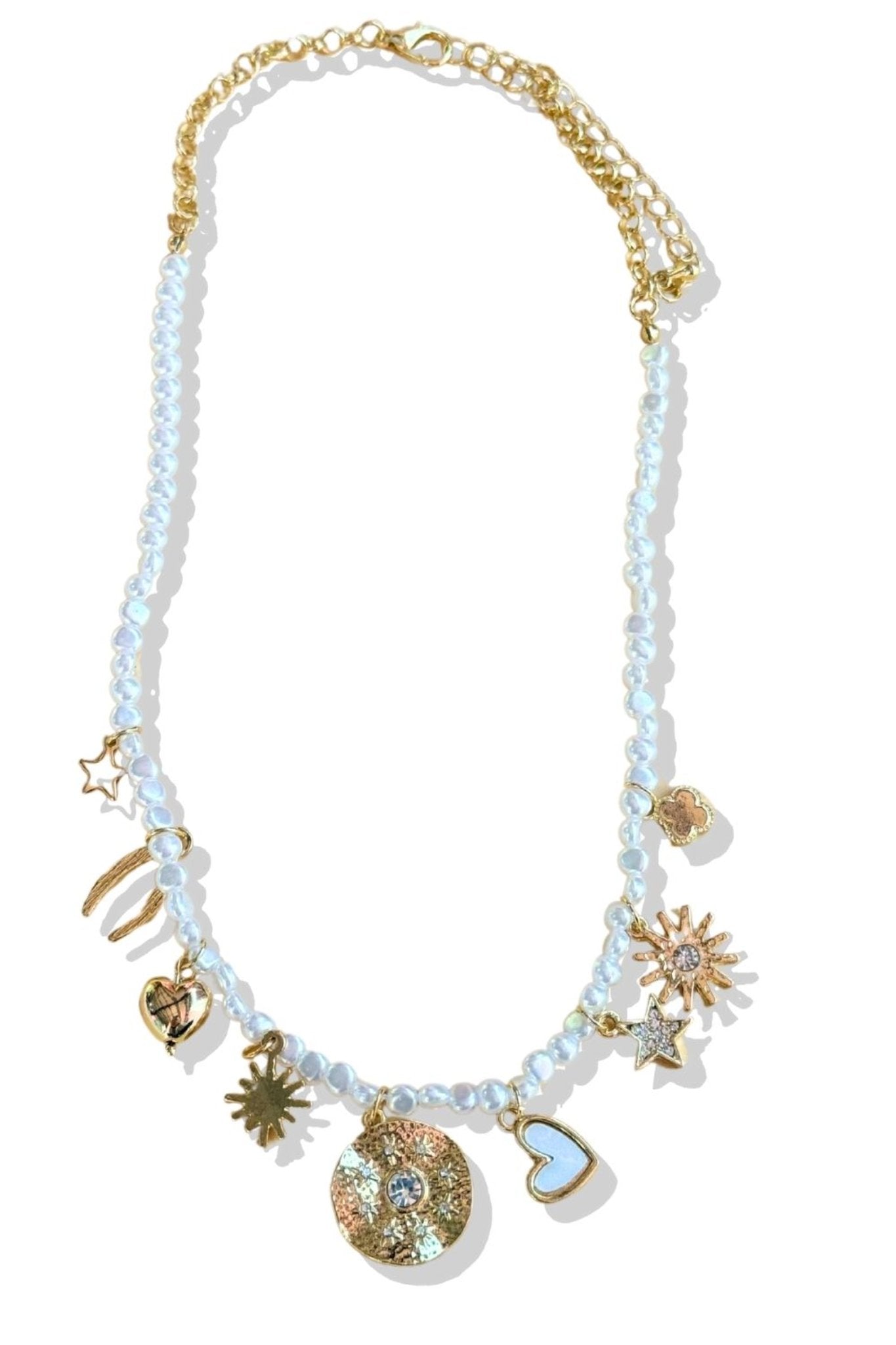 Pearl Beaded Charm Necklace