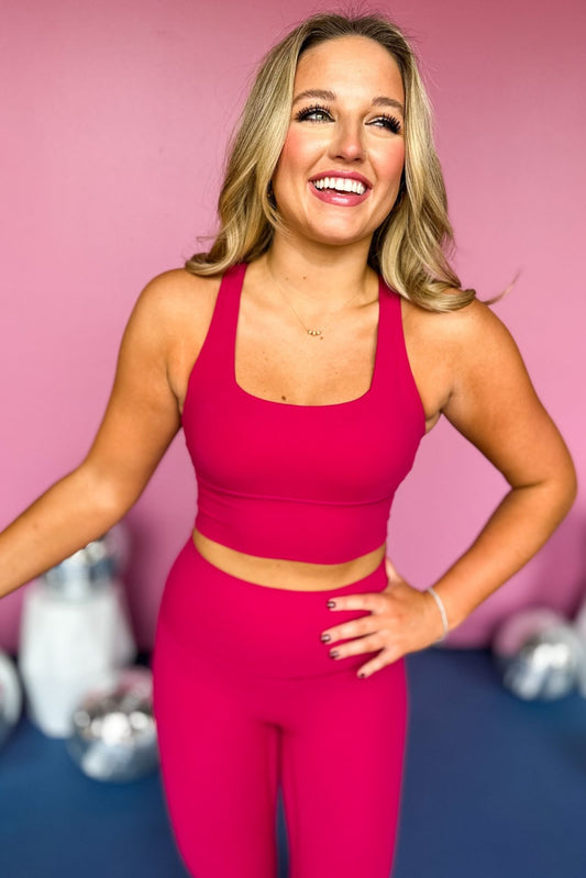  SSYS Magenta Butter Criss Cross Back Sports Bra, must have sports bra, must have athleisure, elevated style, elevated athleisure, mom style, active style, active wear, fall athleisure, fall style, comfortable style, elevated comfort, shop style your senses by mallory fitzsimmons