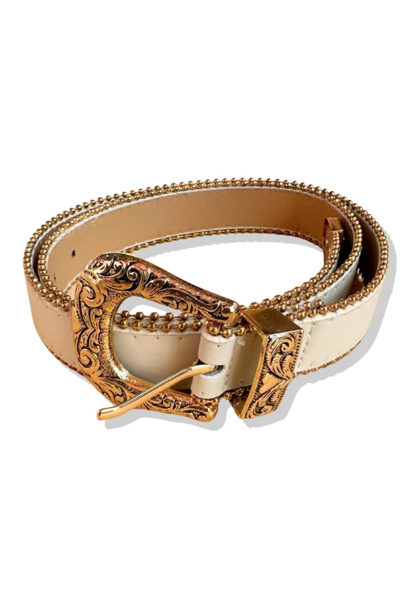 Ivory Metal Detail Buckle Belt