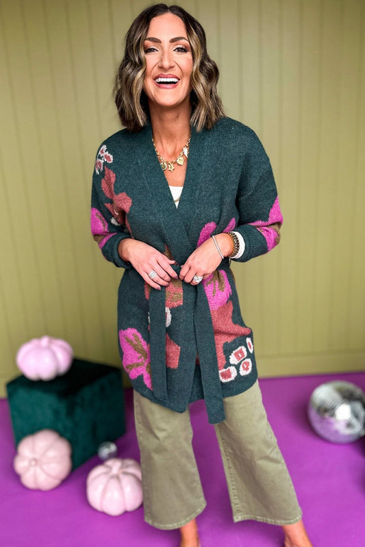  Hunter Green Floral Printed Open Front Cardigan, must have cardigan, must have style, must have fall, fall collection, fall fashion, elevated style, elevated cardigan, mom style, fall style, shop style your senses by mallory fitzsimmons