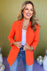 Orange Collared Long Sleeve Blazer Jacket *FINAL SALE* *Final Sale*, must have blazer, must have style, elevated blazer, elevated style, saturday steal, mom style, office style, work to weekend, shop style your senses by mallory fitzsimmons, ssys by mallory fitzsimmons