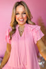 Pink Frill V Neck Ruffle Sleeve Dress, Western dress, western style, rodeo style, concert style, must have concert, must have style, elevated dress, elevated style, spring style, mom style, shop style your senses by Mallory Fitzsimmons, says by Mallory Fitzsimmons